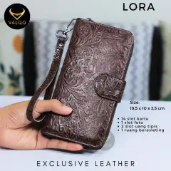 [VALQO] LORA Dompet Kulit Sapi Wanita Pria Bisa untuk Tempat HP Kartu Foto Uang