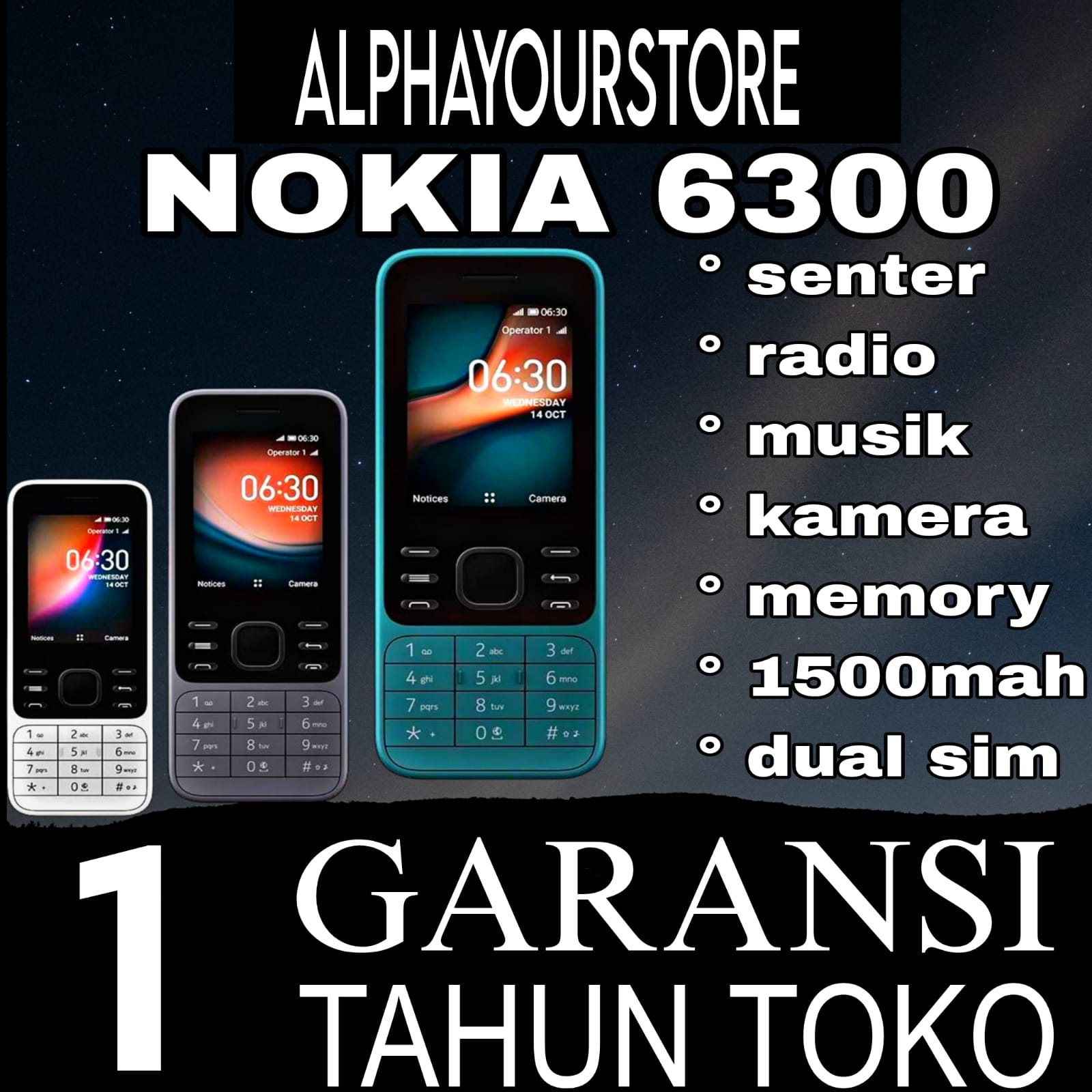 HP NOKIA 6300 (BARU) [GARANSI 1 TAHUN] Kamera, Musik, Radio, Senter, Slot Memori, Dual SIM Harga  192,933 Ringgit*Penghantaran Percuma