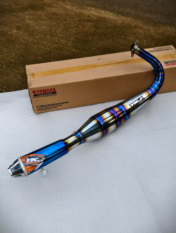 Knalpot YKJ RX King Kolong Japstyle Stainless Blue Garing Super NgebazZ Original YKJ Racing Istimewa Harga 1,300,000 rupiah*Gratis Ongkir