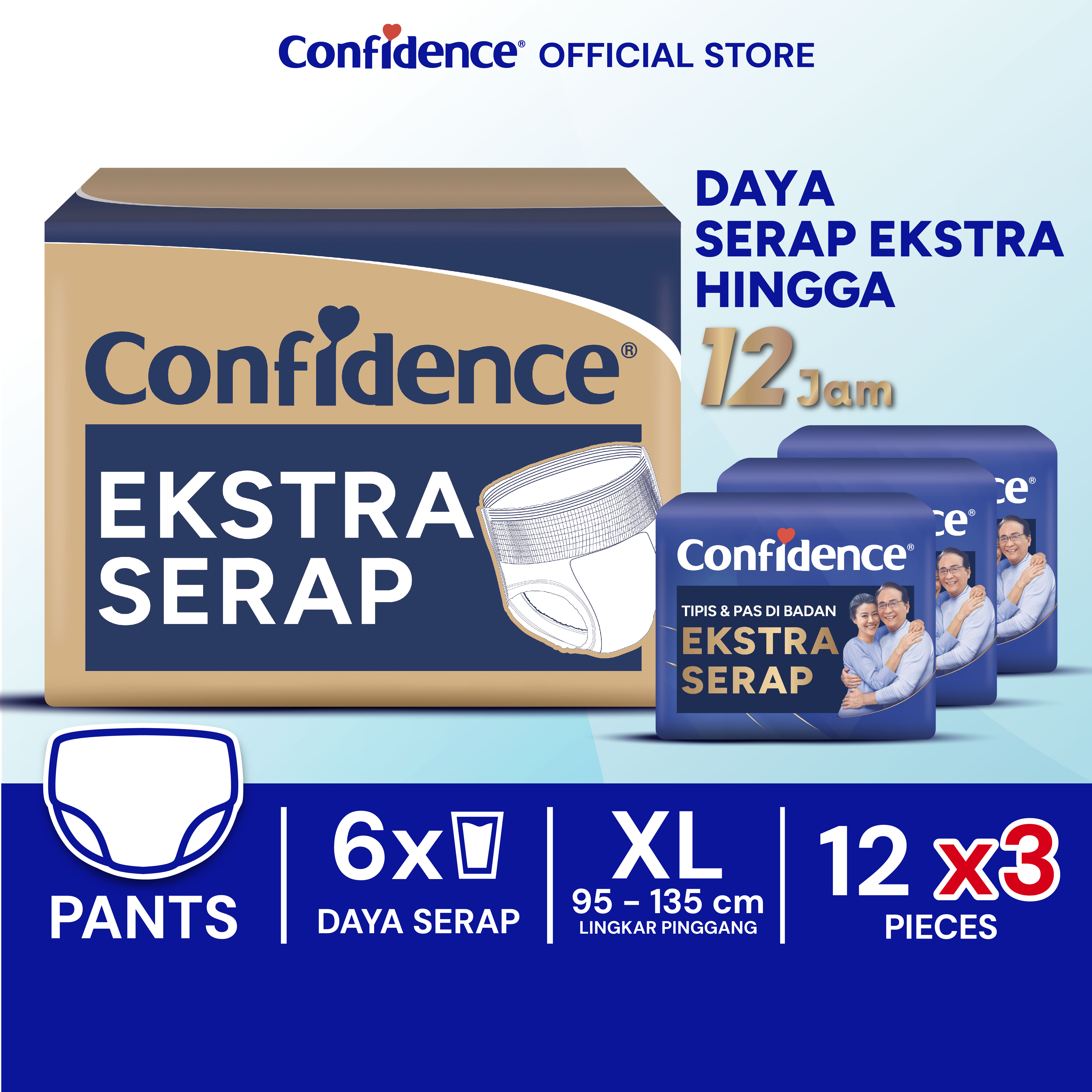 Confidence Popok Dewasa Celana Ekstra Serap E-Pack XL36 Harga 322,700 rupiah*Gratis Ongkir