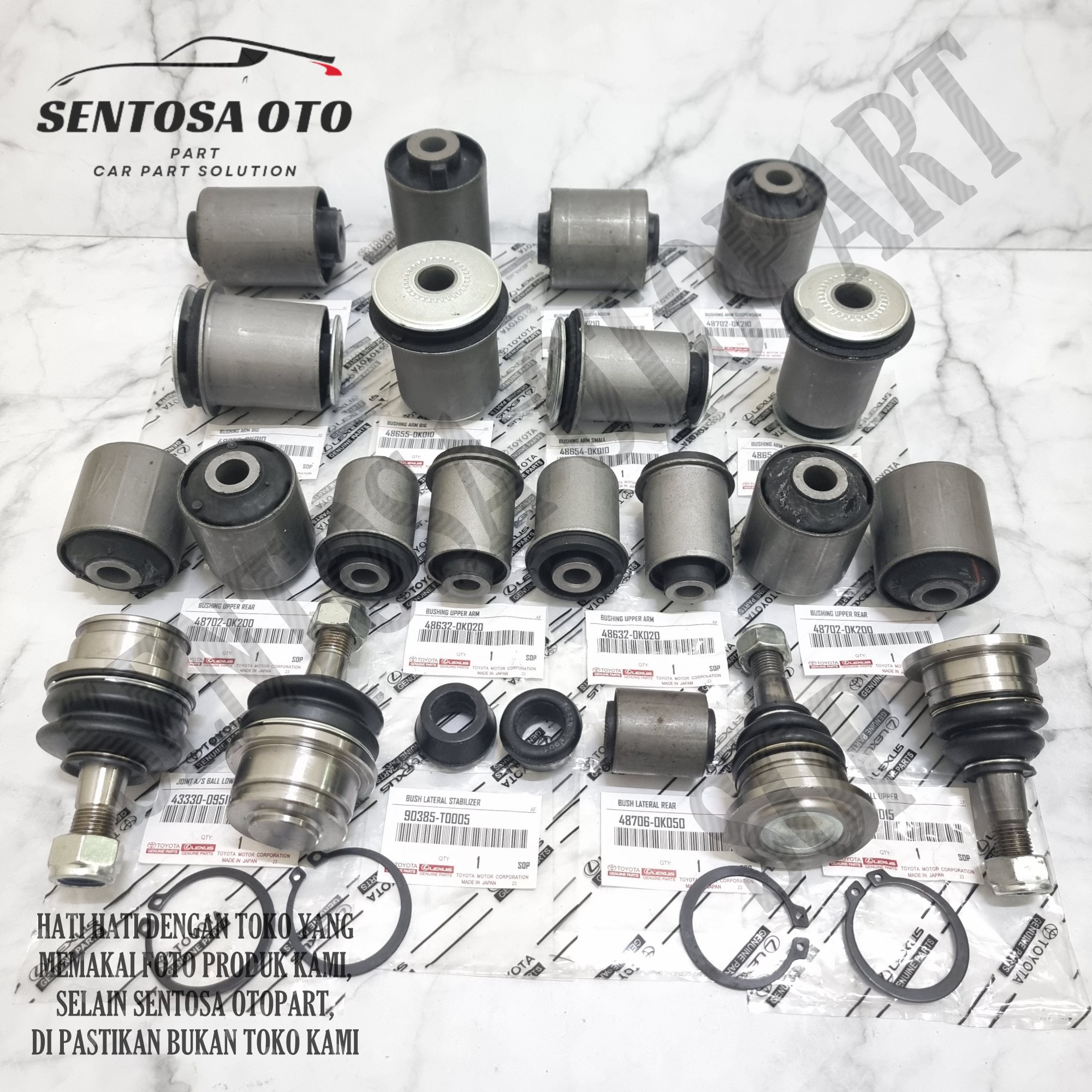 Bushing Arm Ball Joint Set Depan Belakang Atas Bawah Lateral Innova Hilux Single Cabin 1Set 23Pcs Harga 1,250,000 rupiah*Gratis Ongkir