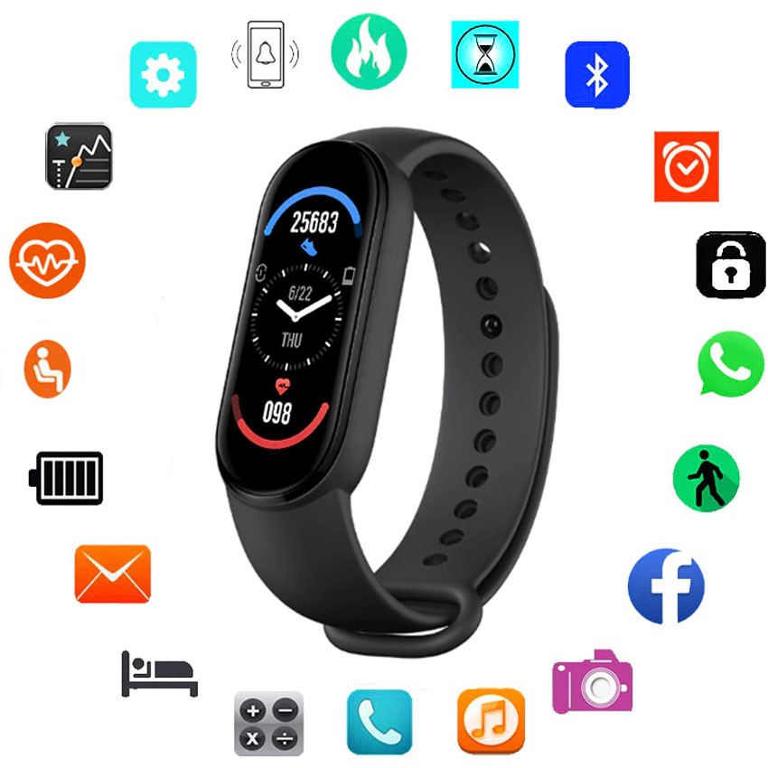 M6 Smart Watch Oximeter Sp02 Sport MI Band JAM Tangan Pintar Heartrate