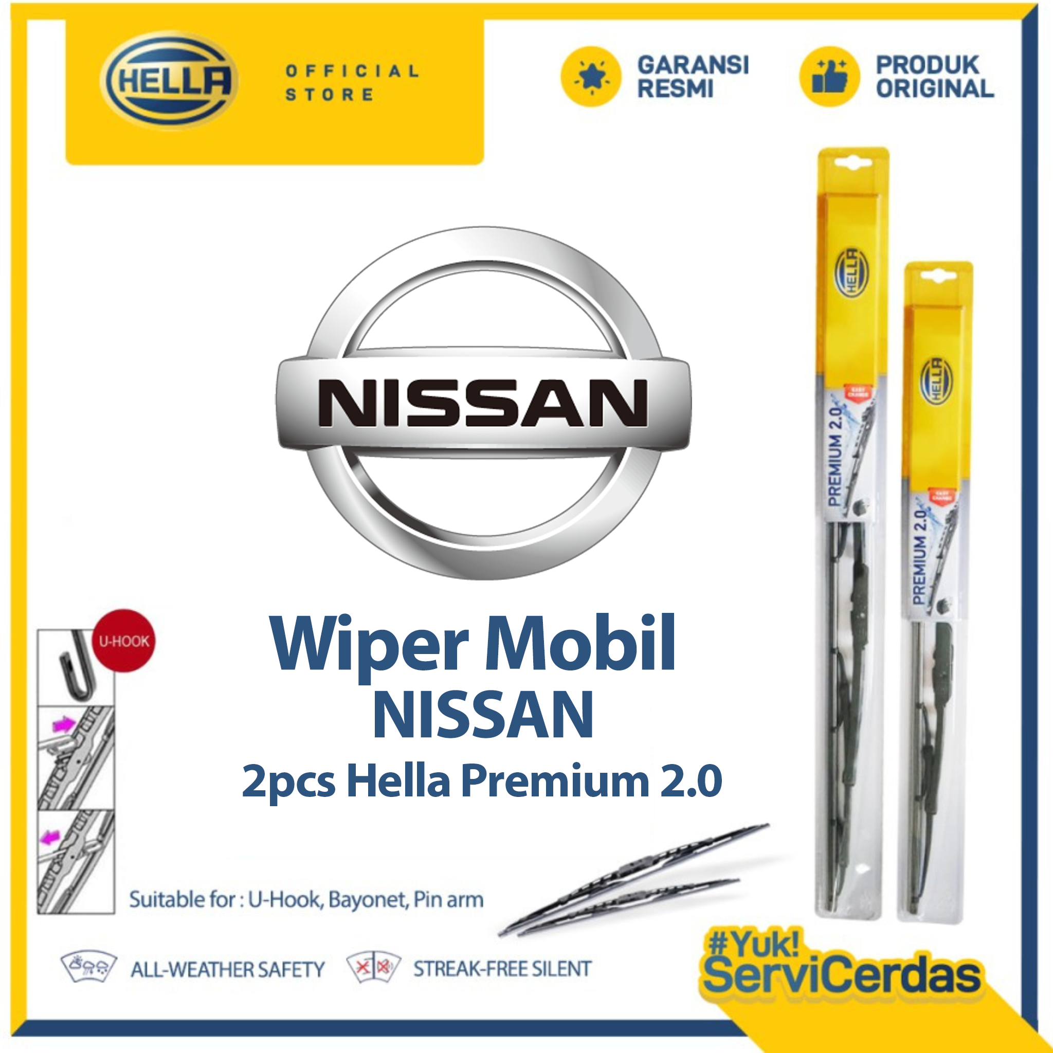 Wiper Mobil NISSAN - HELLA Premium 2.0 Harga 91,200 rupiah*Gratis Ongkir