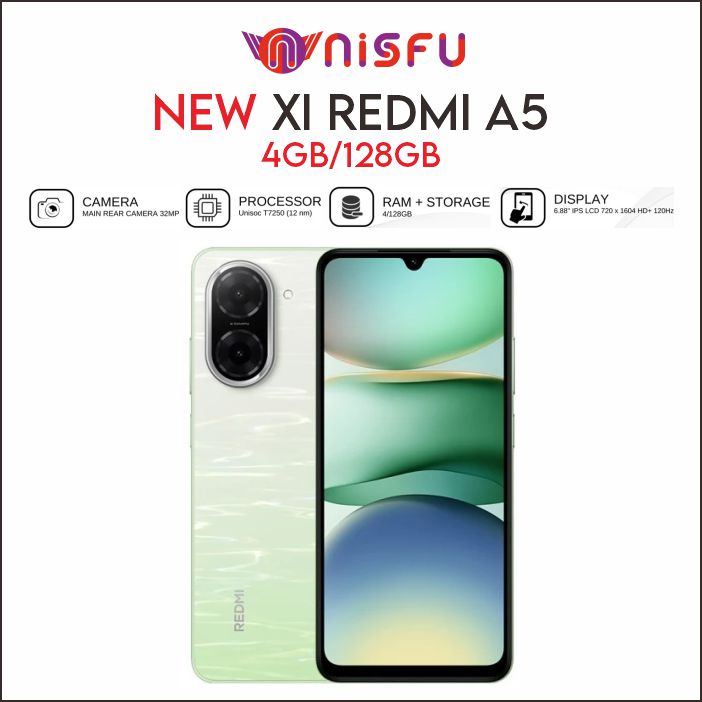Xiaomi Redmi A5 (4+128) Kamera 32MP | Layar 6.88" | Baterai 5200mAh | Octa Core anti lemot Garansi Resmi Harga  1,299,000 Ringgit*Penghantaran Percuma