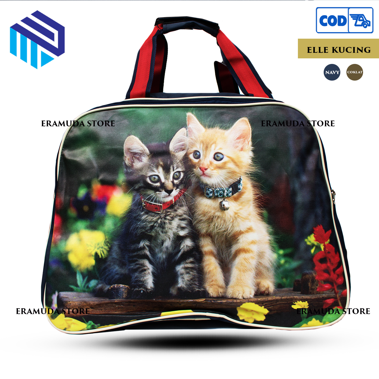 Lazada Indonesia - (BISA COD) Tas Travel  Elle Motif Kucing Ukuran Medium