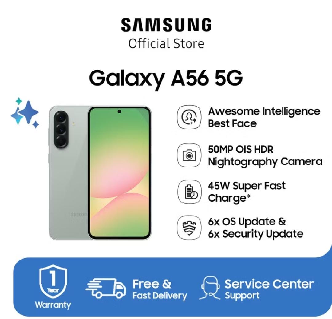 SAMSUNG GALAXY A56 5G 8GB RAM+256GB ROM - 12GB RAM+256GB ROM GARANSI RESMI Harga 6,199,000 rupiah*Gratis Ongkir