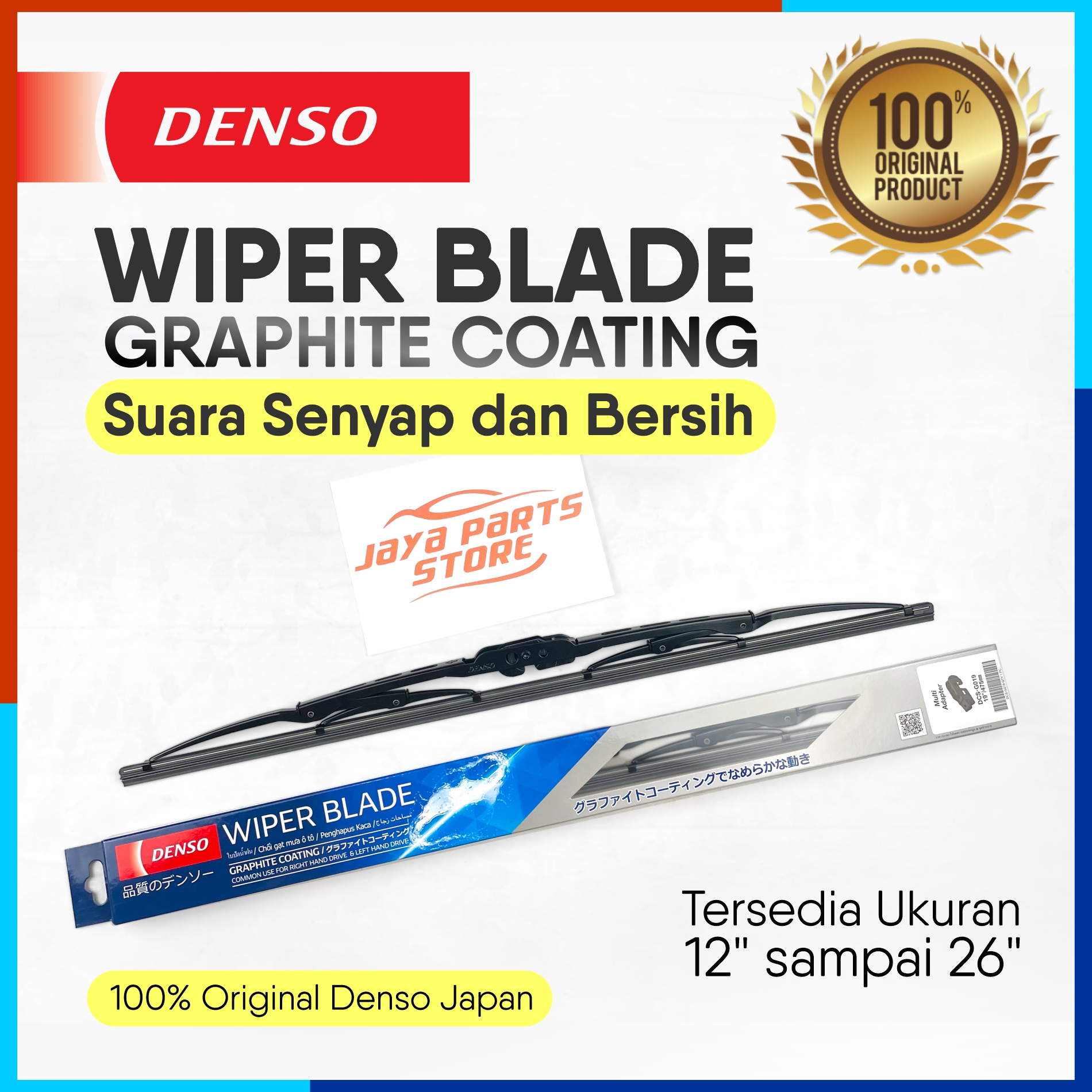 Wiper Kaca Mobil Graphite Coating Original DENSO JAPAN - Wiper Blade dan Wiper Karet dengan Gagang Besi untuk Avanza, Xenia, Calya, Sigra, Agya, Ayla All New, dan Mobil Toyota Agya Daihatsu Ayla Harga 30,711 rupiah*Gratis Ongkir