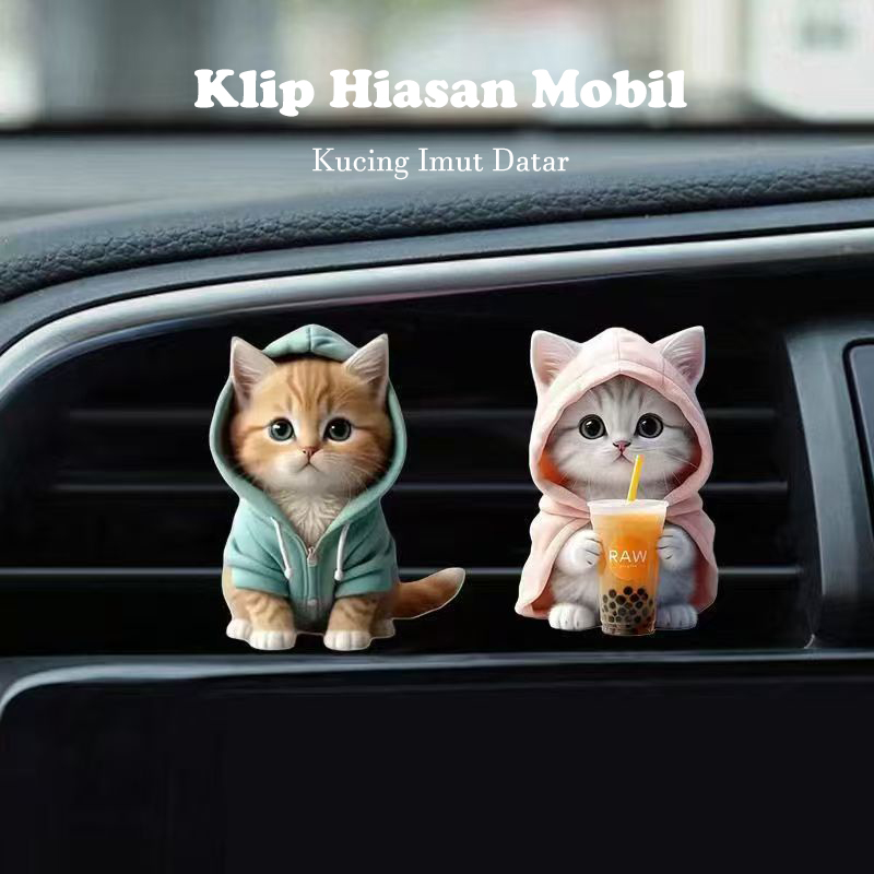 2Pcs Cute Cat Car Decoration Clips Car Air Conditioning Vent Decoration Aroma Therapy Air Freshener Harga 13,800 rupiah*Gratis Ongkir