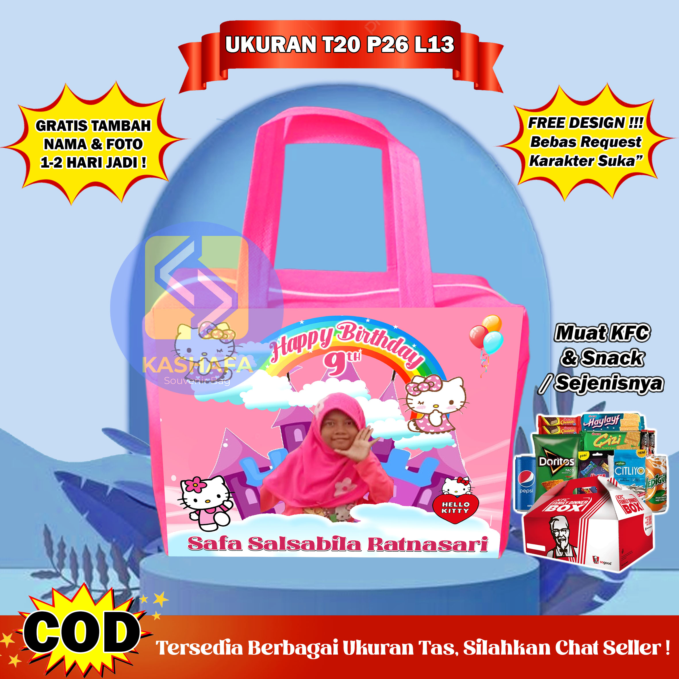 (20 PCs zipper) custom zipper birthday bag / child zipper birthday bag