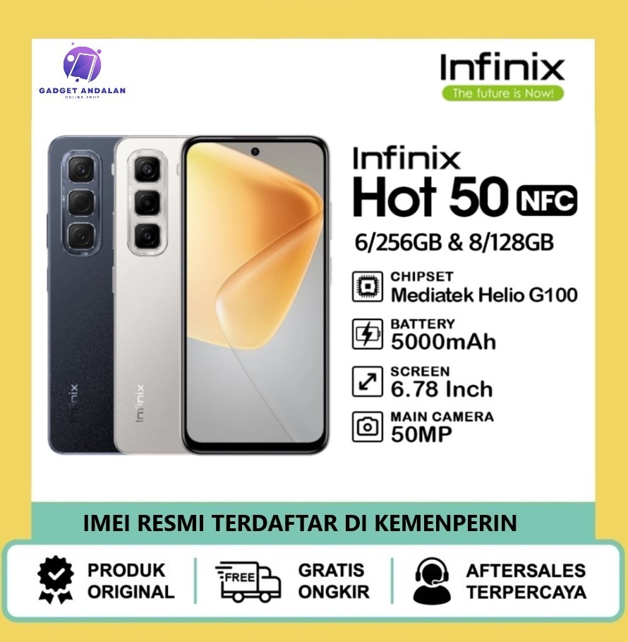 Infinix Hot 50 6/256GB - Up to 12GB Extended RAM - Helio G100 - 120Hz FHD+ - NFC Harga  1,550,000 Ringgit*Penghantaran Percuma