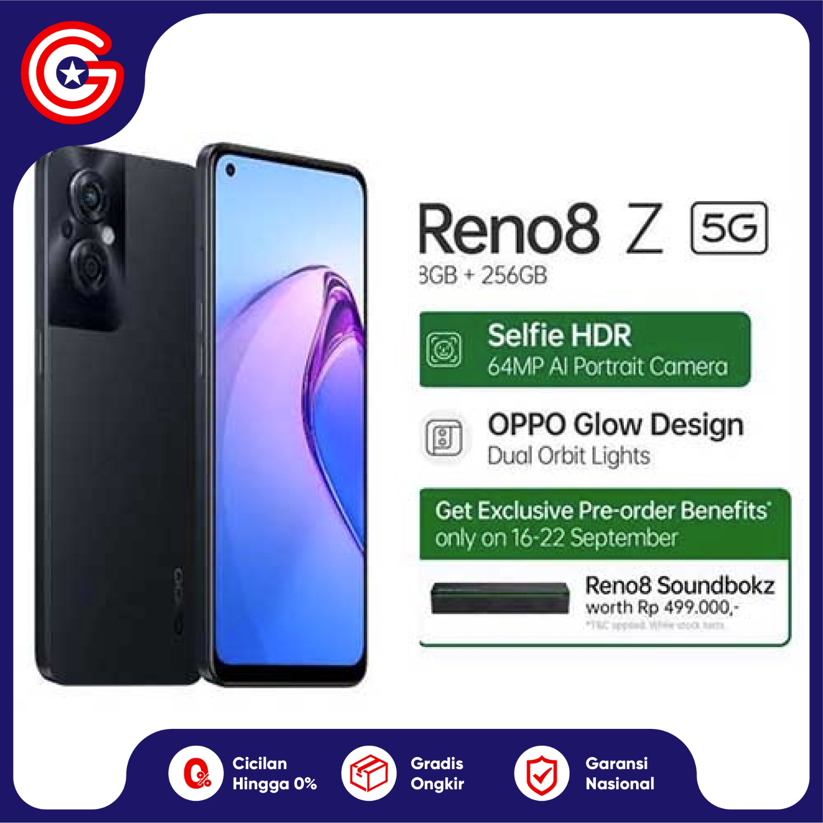 OPPO RENO 8 Z 5G 8/256GB GARANSI RESMI 1 TAHUN Harga  5,579,000 Ringgit*Penghantaran Percuma