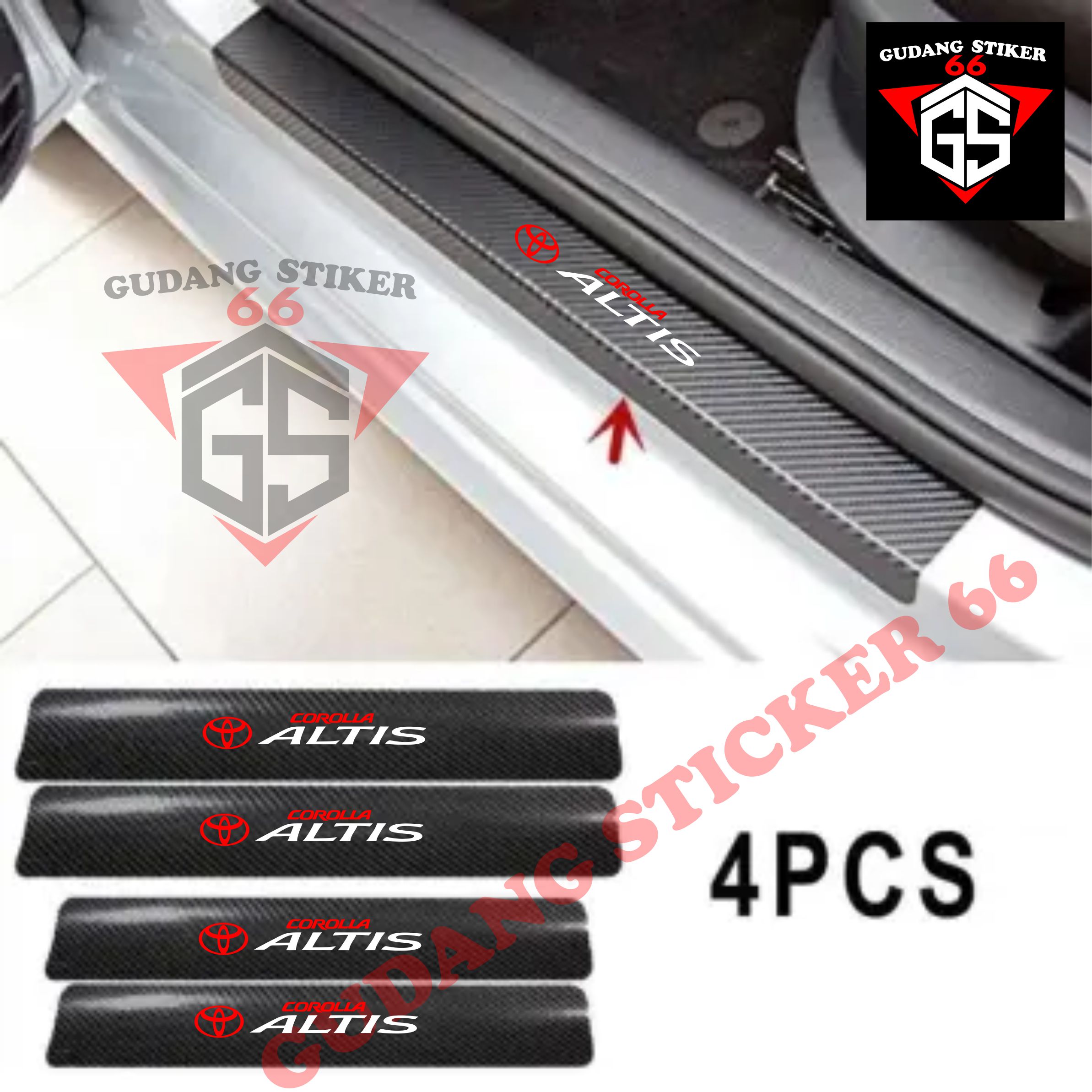 4pcs sticker carbon sticker mobil toyota corolia altis sticker pelindung bawah pintu mobil dari pijakan Harga 40,000 rupiah*Gratis Ongkir