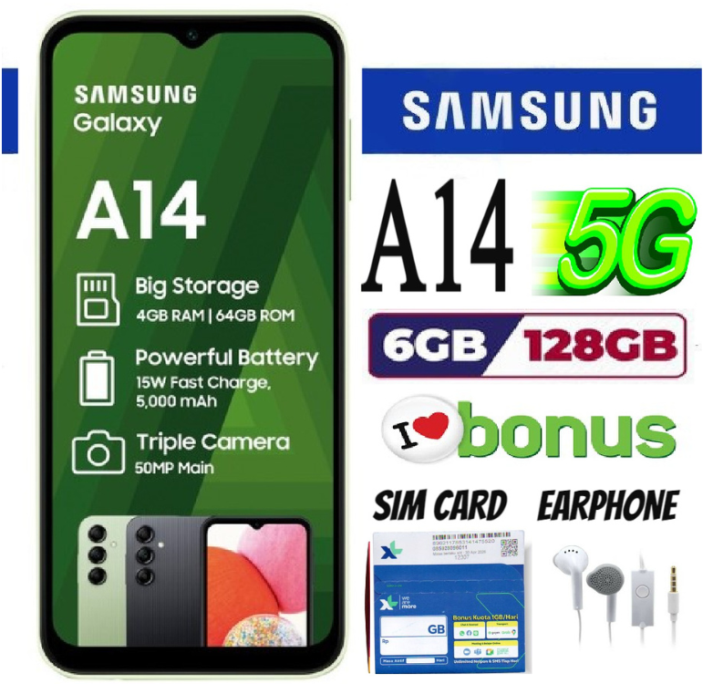 Samsung Galaxy A14 5G RAM 6/128 GB smartphone official warranty-store Giá 1,300,000 Đồng*Miễn phí vận chuyển