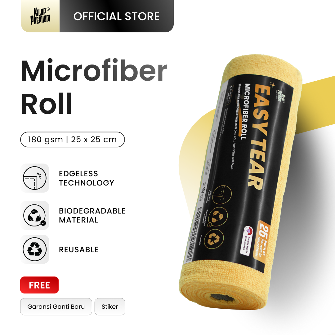 Premium Shine - Easy Tear Microfiber Roll Car Motorcycle Cleaning Cloth with Edgeless Technology Harga 92,330 rupiah*Gratis Ongkir
