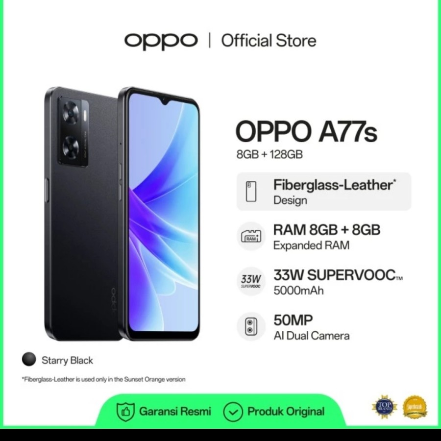 Hp Oppo A77s 8/128GB Garansi Resmi Original Fullsett Harga  1,798,000 rupiah*Gratis Ongkir