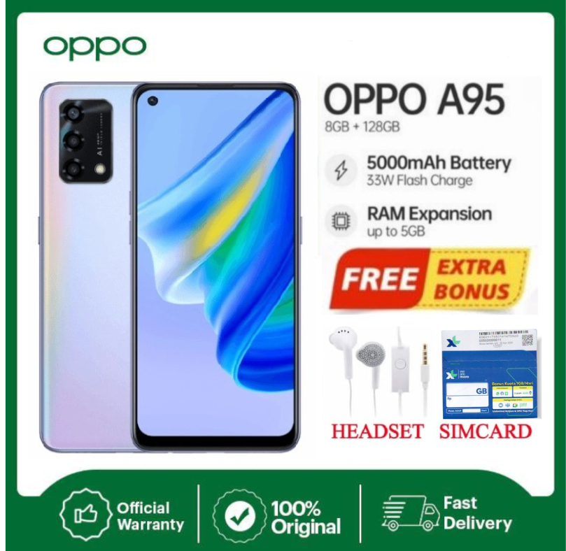 Oppo A95 nfc Ram 8/128GB FHD+ Garansi Sein Toko - Promo Harga  2,112,960 rupiah*Gratis Ongkir