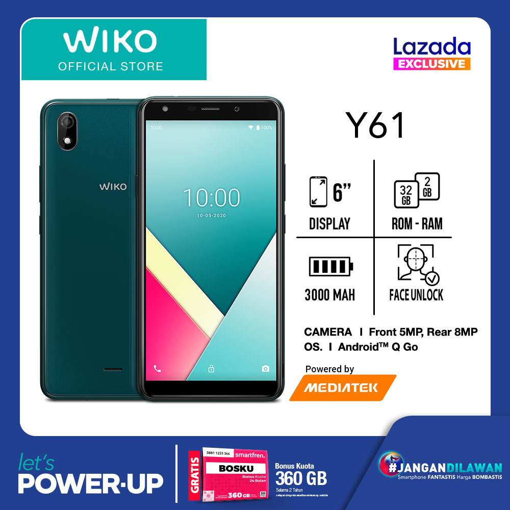 WIKO Y61 32GB - Mediatek Helio A20 1.8 GHz - Baterai 3000 mAh - 6" Layar Fullview