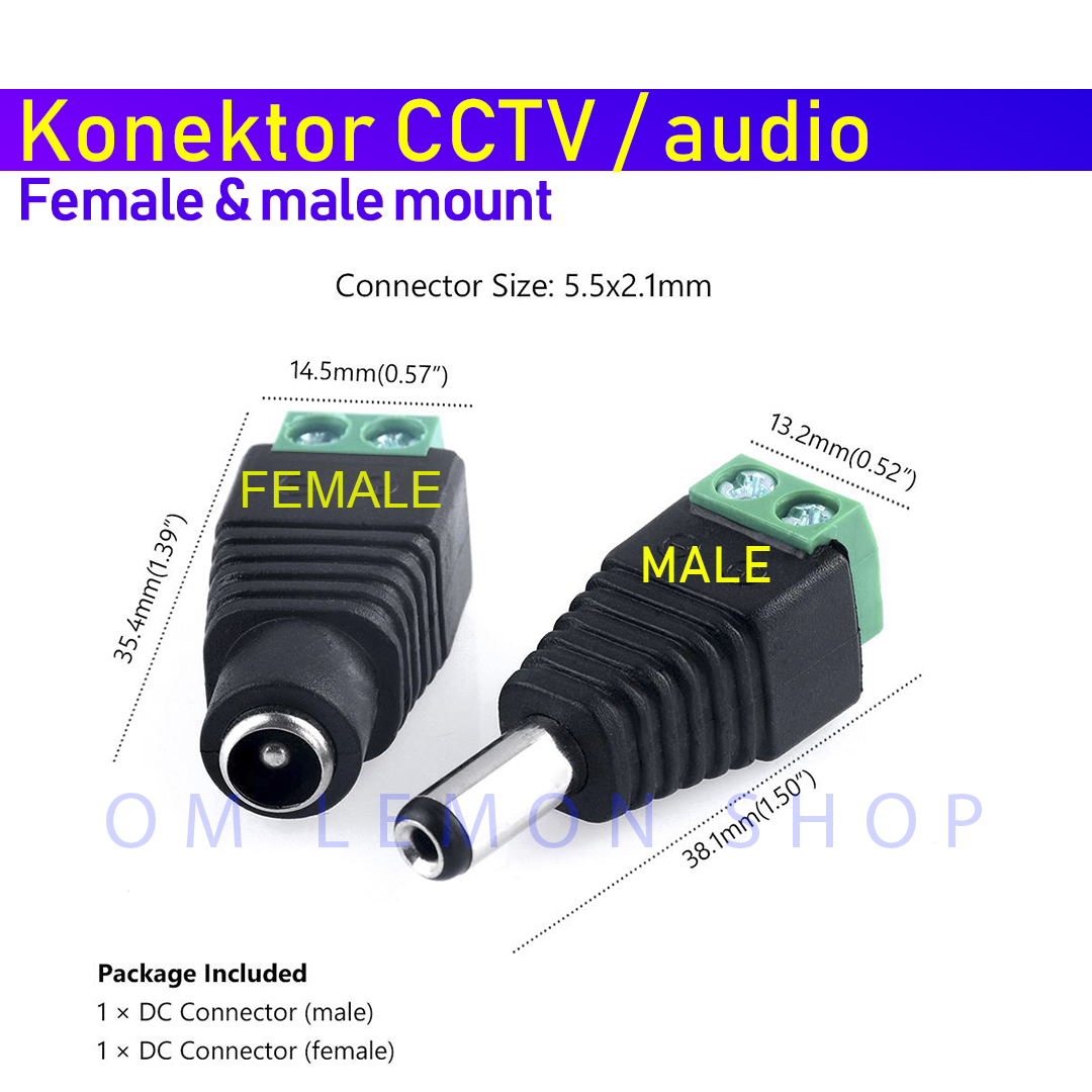 	 Konektor Cctv Jek Jack Socket Soket Dc Female Male 	