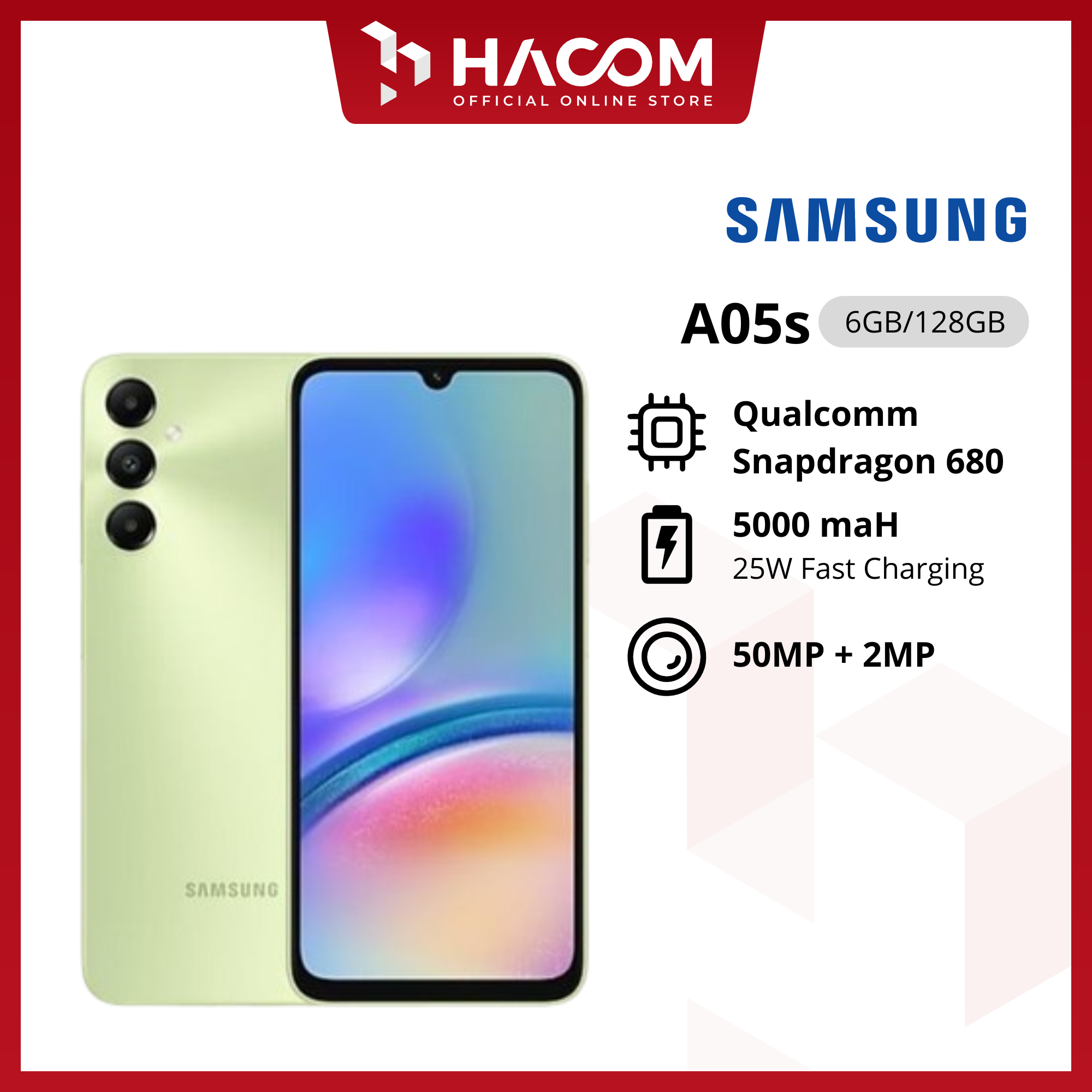 FREE ADAPTER 25watt Original Samsung Galaxy A05s 6/128GB NEW Garansi Resmi Harga 2,099,000 rupiah*Gratis Ongkir