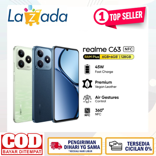 Realme C63 NFC 6GB + 6GB * | 128GB warranty like new fullset Harga  1,338,208 rupiah*Gratis Ongkir