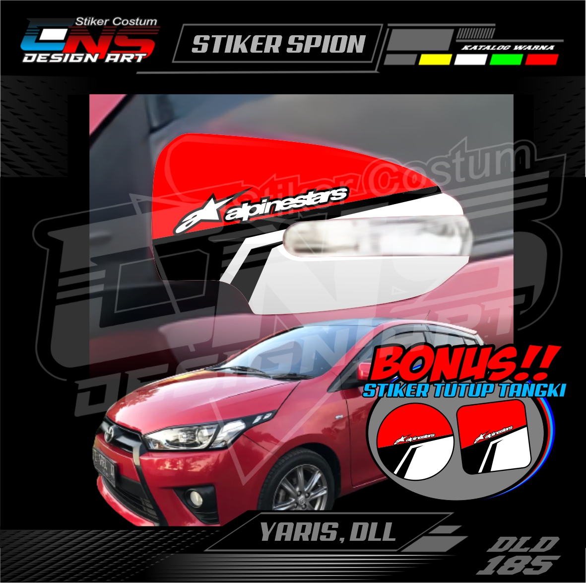 Stiker Spion Mobil Toyota Yaris ALPINESTAR Custom Semua Mobil Stiker Spion Pick Up Stiker Print Stiker Vinyl Stiker Kata Keren Stiker Cewek Vector Hijab - Bisa Request Harga 49,900 rupiah*Gratis Ongkir