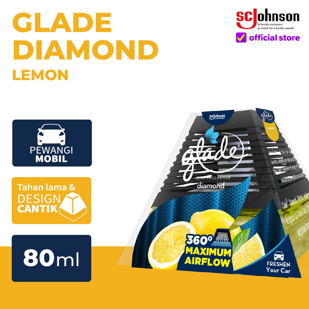 Glade Diamond Car Freshener - Lemon 80ml Harga 42,588 rupiah*Gratis Ongkir