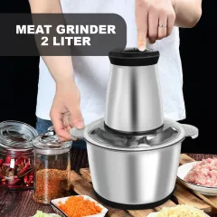 Meat Grinder 2L Chopper Blender Penggiling Daging 2 Liter Stainless Cup