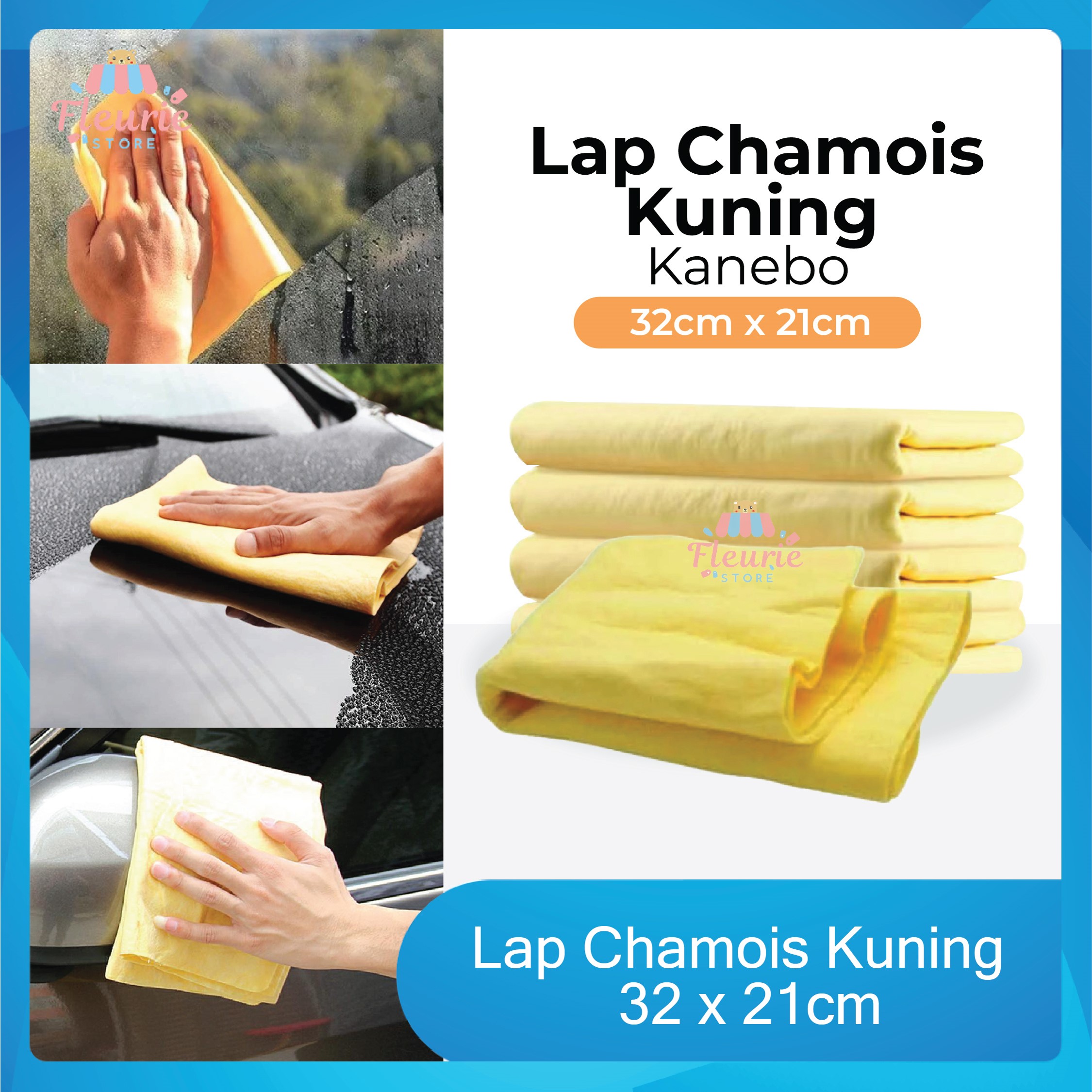32x21cm yellow chamois Duster (Kanebo) -multipurpose Kanebo duster Harga 6,250 rupiah*Gratis Ongkir