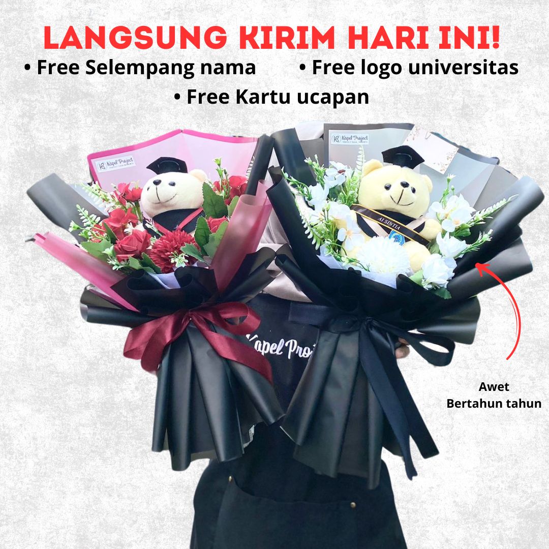 Buket Boneka Wisuda wisuda kelulusan SD SMP SMA Kuliah sidang skripsi Cewek cowok Rumi Series
