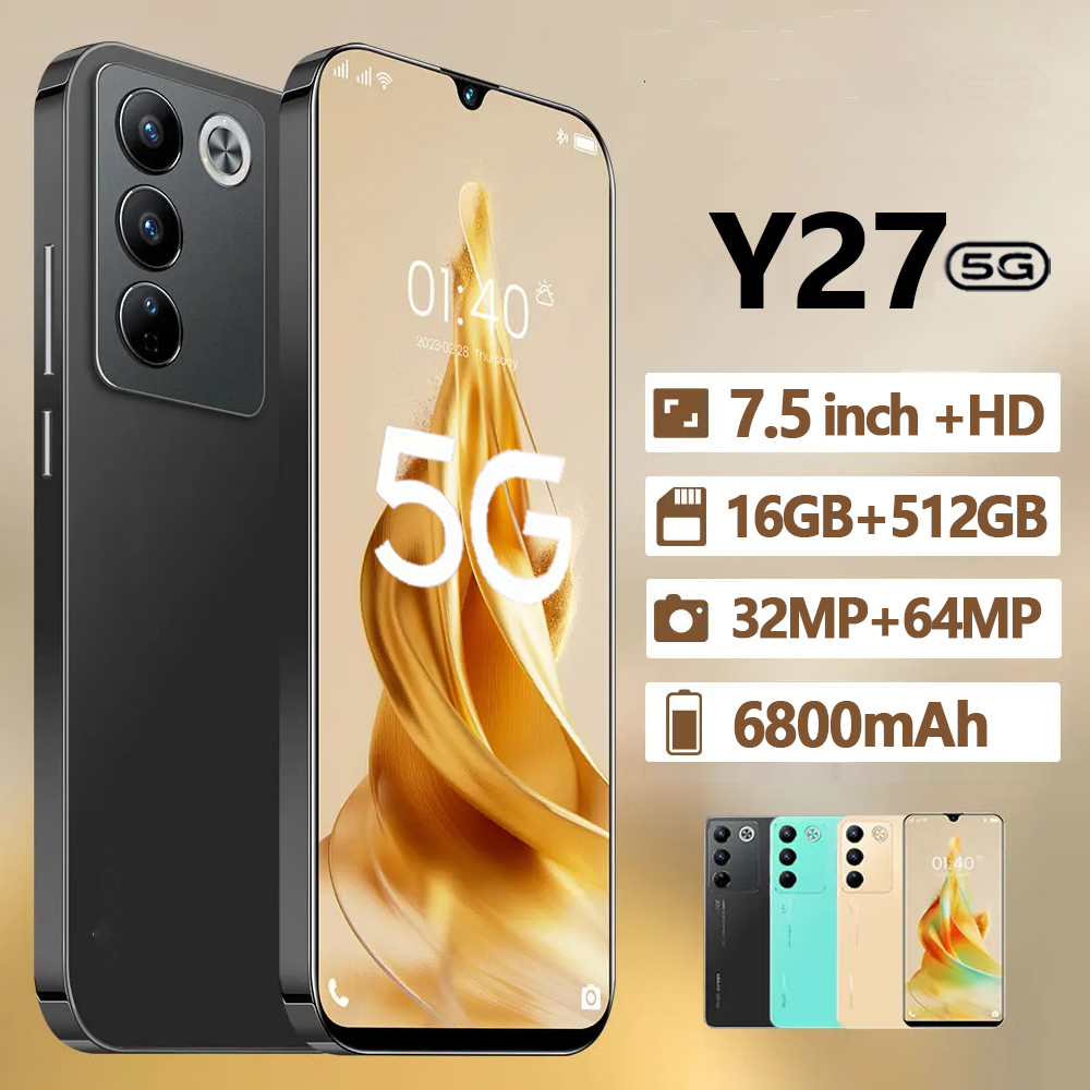 Cheap HP Y27 7.5 inch 90Hz 4G/5G smartphone RAM 16/512GB HP newest warehouse wash HD Dual card al camera HP promo gaming phone HP cod Harga 949,000 rupiah*Gratis Ongkir
