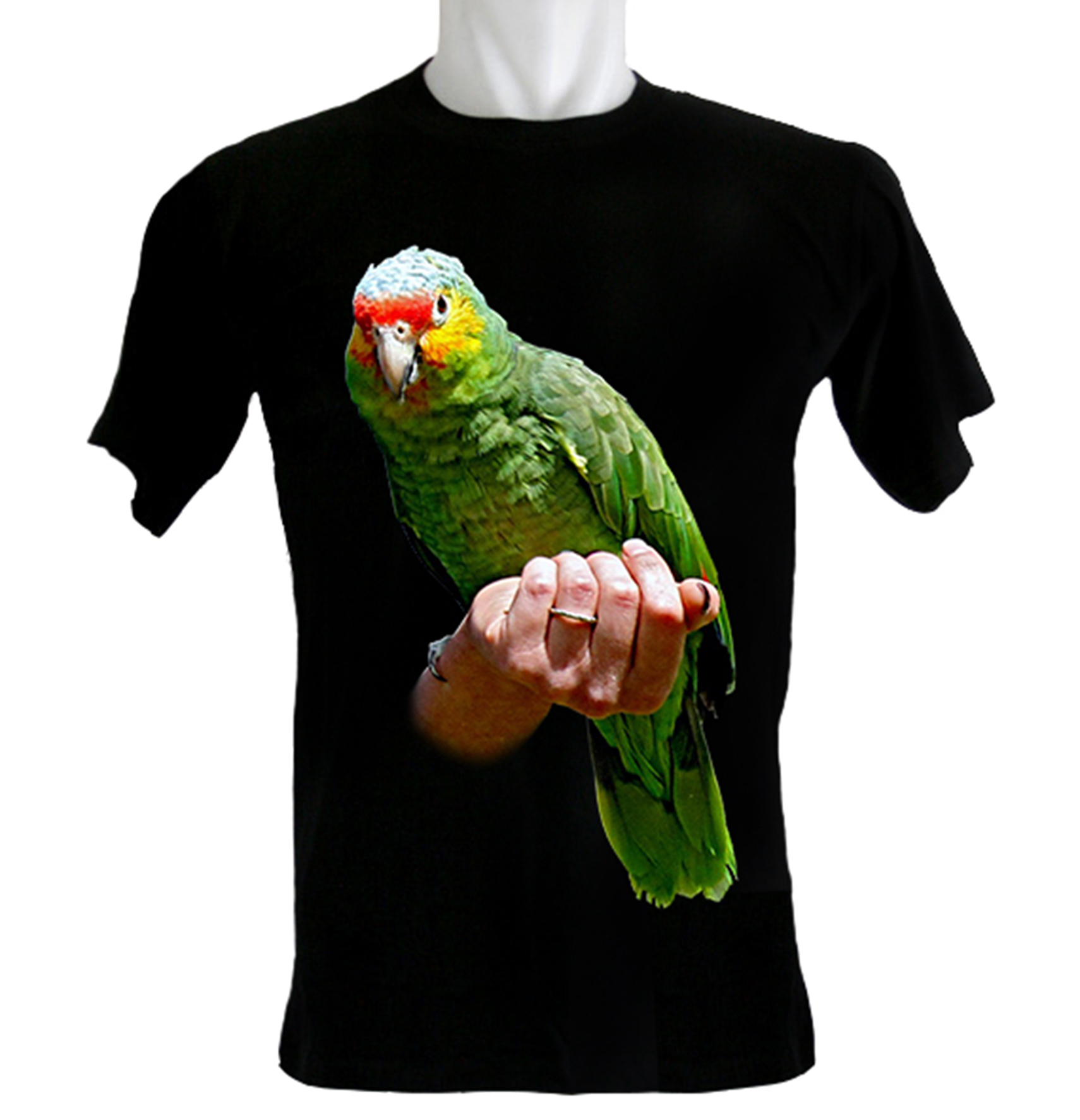 Kaos Burung Macaw Hijau Kaos Cotton Combed 24S T-Shirt Casual