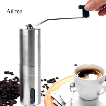 Gambar AiFree Manual Coffee Grinder with Adjustable Ceramic Burr Stainless Steel Small Size 30g Coffee Powder Yield for Home Office Silver   intl