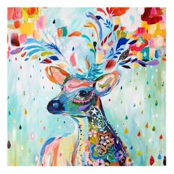 Gambar voovrof 5D DIY Auspicious Colorful Deer Round Diamond Embroidery Painting Rhinestone Mosaic Room Decoration,Colorful   intl