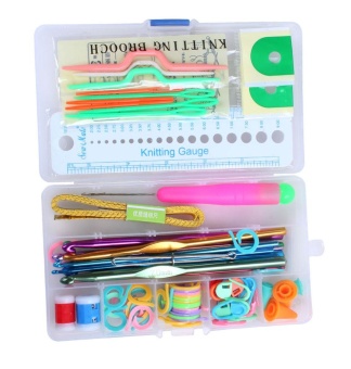 Gambar voovrof Portable Compact Home Travel Basic Knitting Tool Set with Case,Random Color   intl