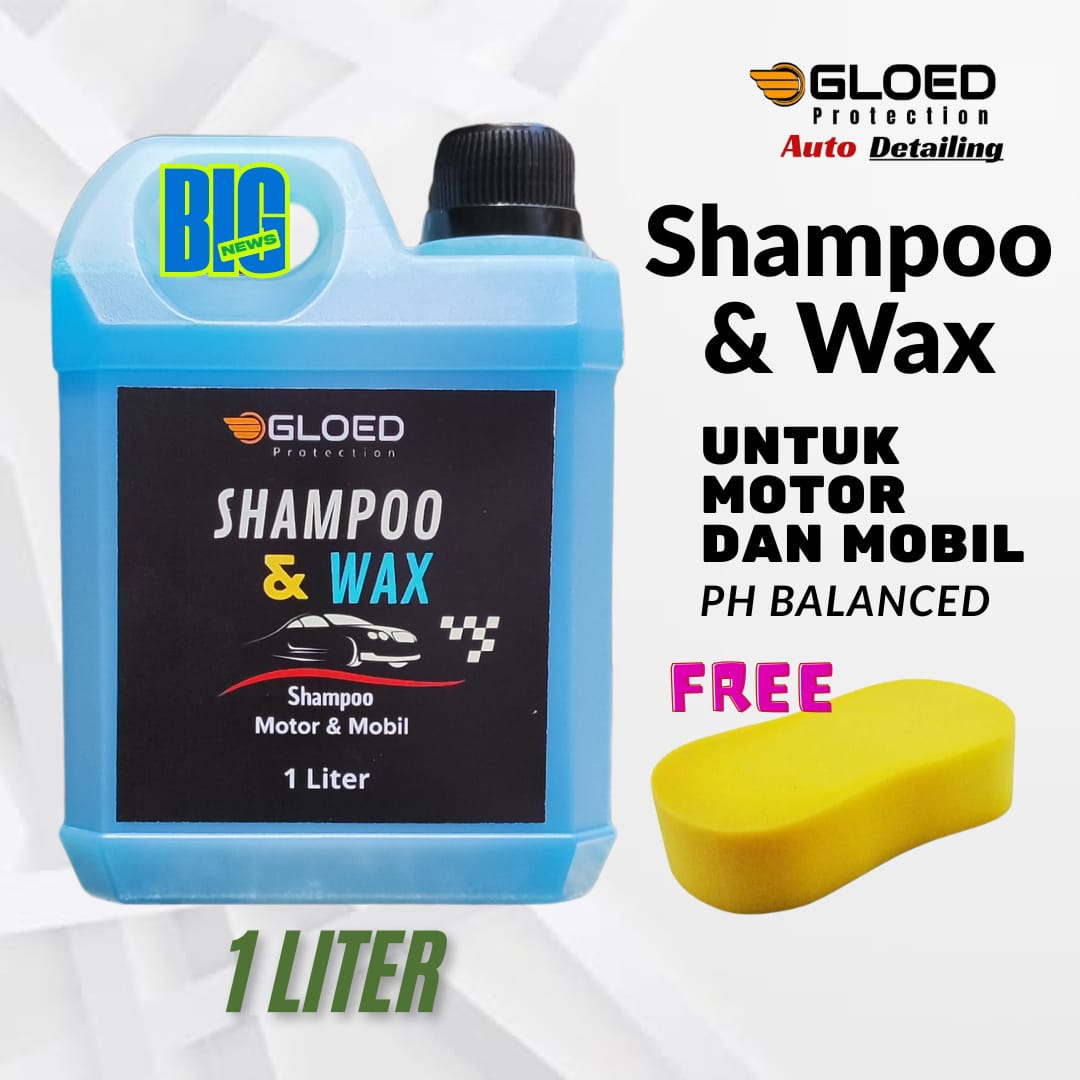 Gloed shampoo & wax for motorcycle and car washing packaging 1 liter more economical Harga 39,000 rupiah*Gratis Ongkir