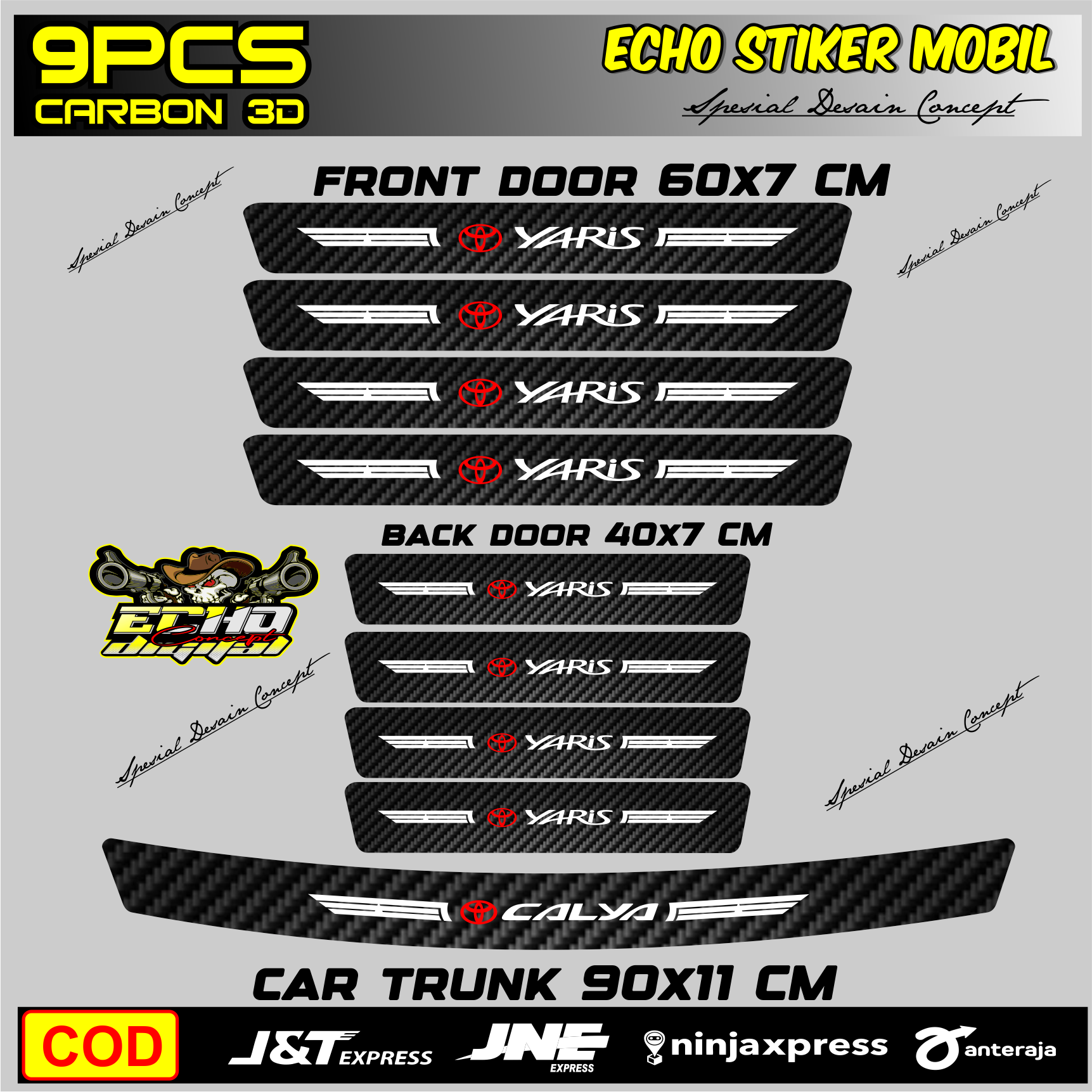 Sticker Pelindung Pinjakan kaki Pintu mobil Toyota Yaris Universal Harga 25,000 rupiah*Gratis Ongkir