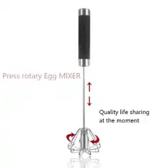 Kocokan Telur Semi Otomatis 12 Inci / Pengocok Telur Putar Manual Baja Tahan Karat / Aksesori Dapur / Alat Kocok Makanan Whisk Mixer Semi Automatic