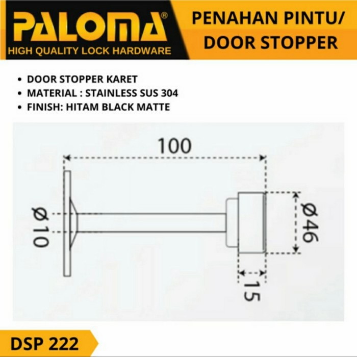 Siap Kirim Penahan pintu Door Stop Paloma DSP 222 Matt Black Stainless SUS 304 Bagus Siap Kirim Penahan pintu Door Stop Paloma DSP 222 Matt Black Stainless SUS 304 Bagus