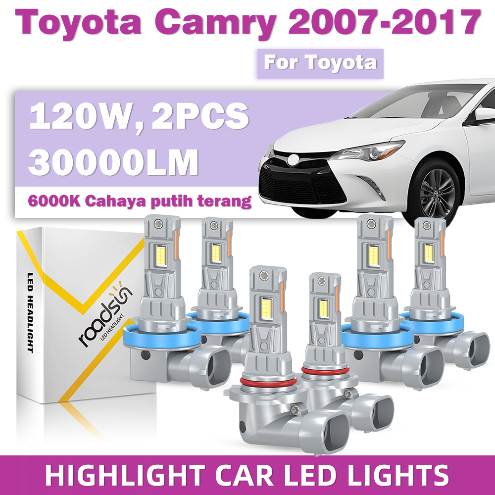 Roadsun 2-Piece Led Car Headlight Kit for Toyota Camry 2007-2017 Includes High and Low Beam Headlights, Fog Lights; Replacement Halogen Bulbs; Very Bright 6000K. Harga  164,500 Ringgit*Penghantaran Percuma
