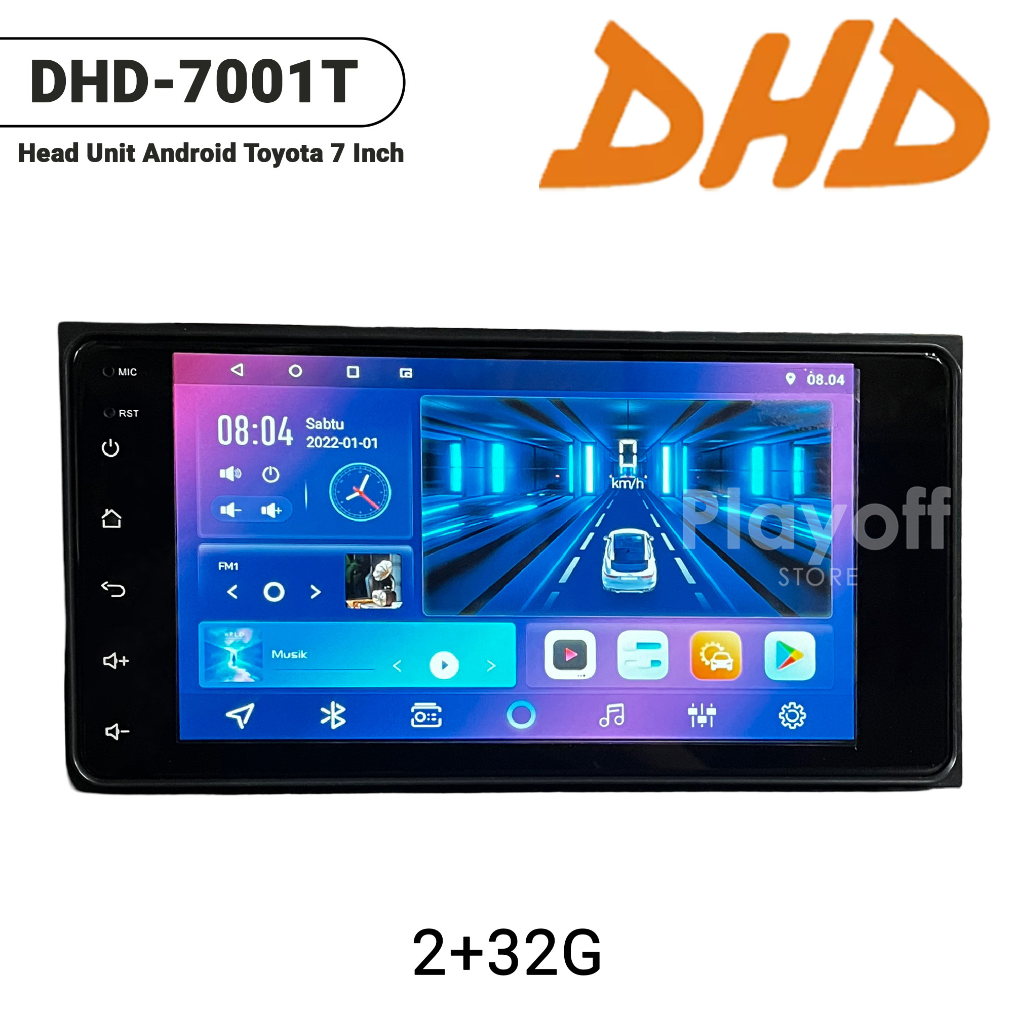 Head Unit ANDROID 7 INCH Double Din DHD-7001T (ukuran dan soket TOYOTA) Harga 1,145,000 rupiah*Gratis Ongkir