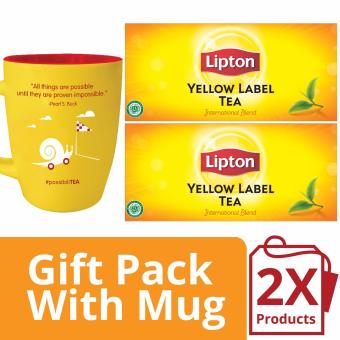 Gambar Teh Hitam Celup Lipton Yellow Label 25 Twin Pack Free Mug