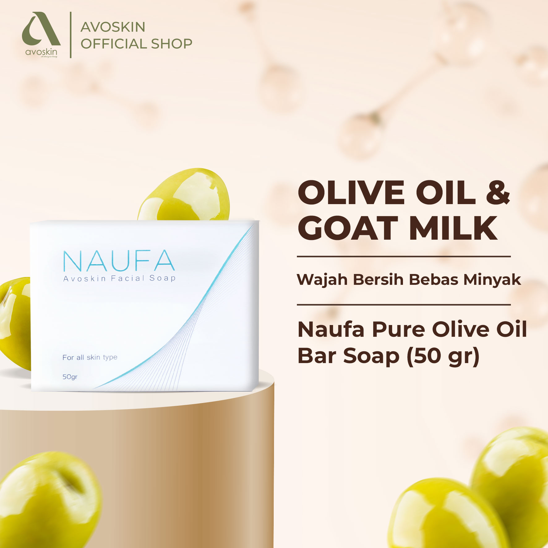 [Nfs] Bar Soap Avoskin Naufa Pure Olive Oil 50Gr-Oily Skin Soap - Merek Avoskin Harga 999,999 rupiah*Gratis Ongkir