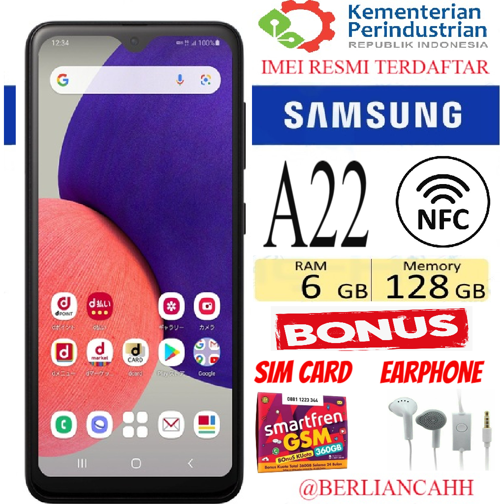 SAMSUNG GALAXY A22 5G RAM 6/128 GB SMARTPHONE A22 5G 6/128 GB -PROMO Harga 1,600,000 rupiah*Gratis Ongkir