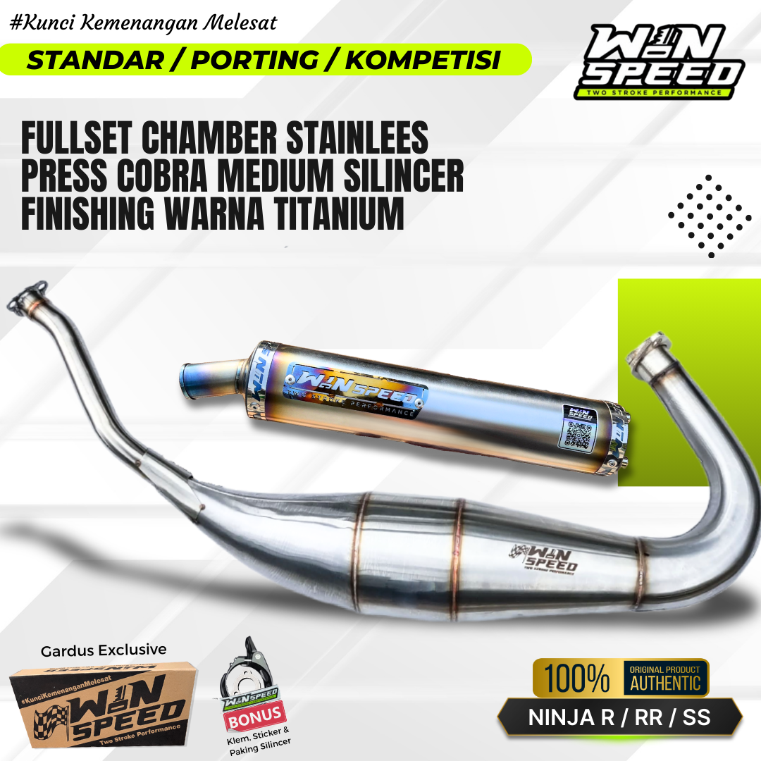 KNALPOT Racing NINJA RR R SS SEMI COBRA/SUPER COBRA/STANDAR PRESS MESIN Stainlees Finishing Titanium Harga  1,320,000 Ringgit*Penghantaran Percuma