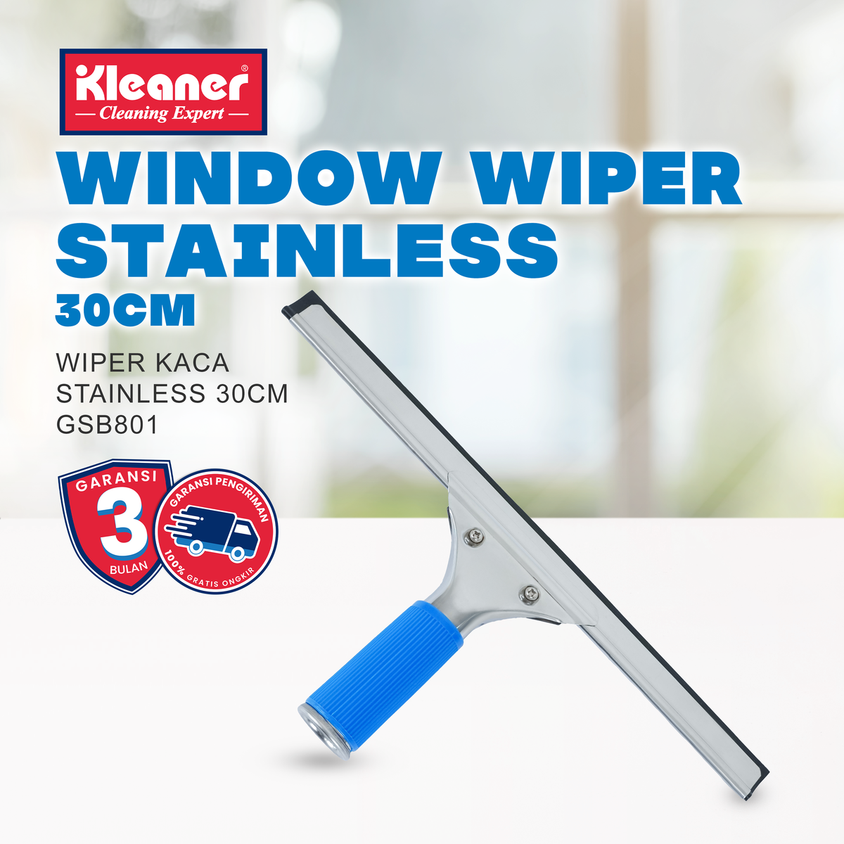 Kleaner Wiper Heavy Duty Alat Pembersih Kaca / Glass Wiper dan Meja Stainless Steel 30 cm GSB801 Harga 52,864 rupiah*Gratis Ongkir