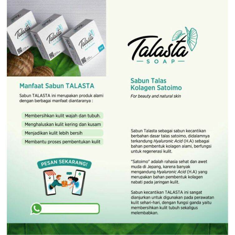 Lazada Indonesia - BZen BPOM TALASTA SOAP SABUN HERBAL KOLAGEN SABUN MANDI CUCI MUKA FACIAL FOAM PEMUTIH BADAN SABUN COLLAGEN ORI BPOM PENCERAH WAJAH