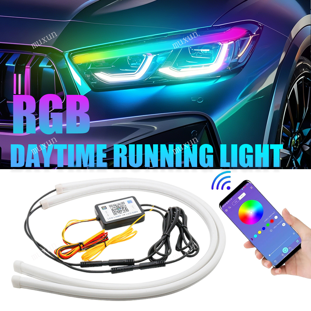 Muxun 2Pcs Led Drl Eyebrow Flexible Wrgb App 30cm 60cm Welcome + Rgb Matrix Motorcycle Mobile 30cm 60cm Long Running Harga 161,999 rupiah*Gratis Ongkir