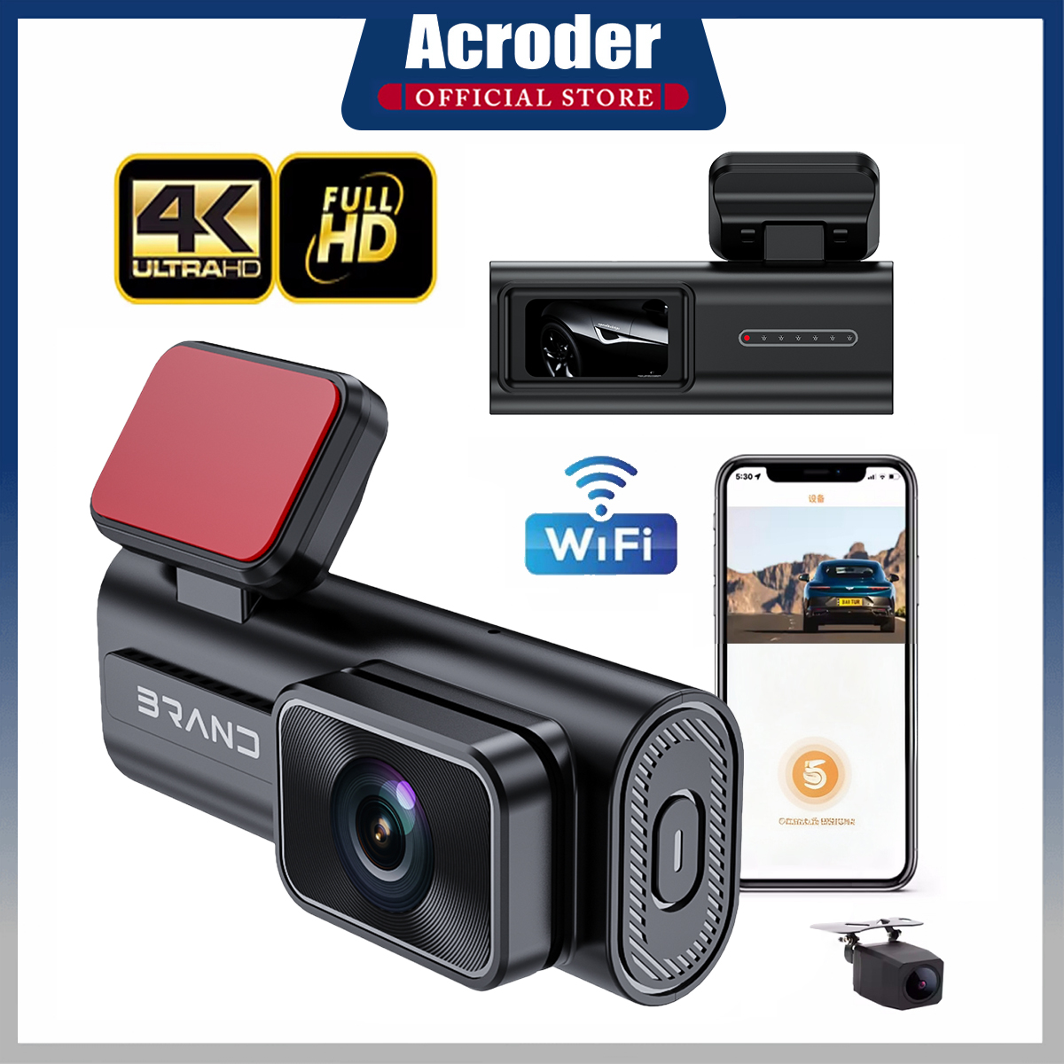 Acroder Car Dashcam K04 Wifi Gps 4K 3 Inch Screen Recording 24 Hour Recording Parking Monitoring G-Sensor Harga 619,000 rupiah*Gratis Ongkir