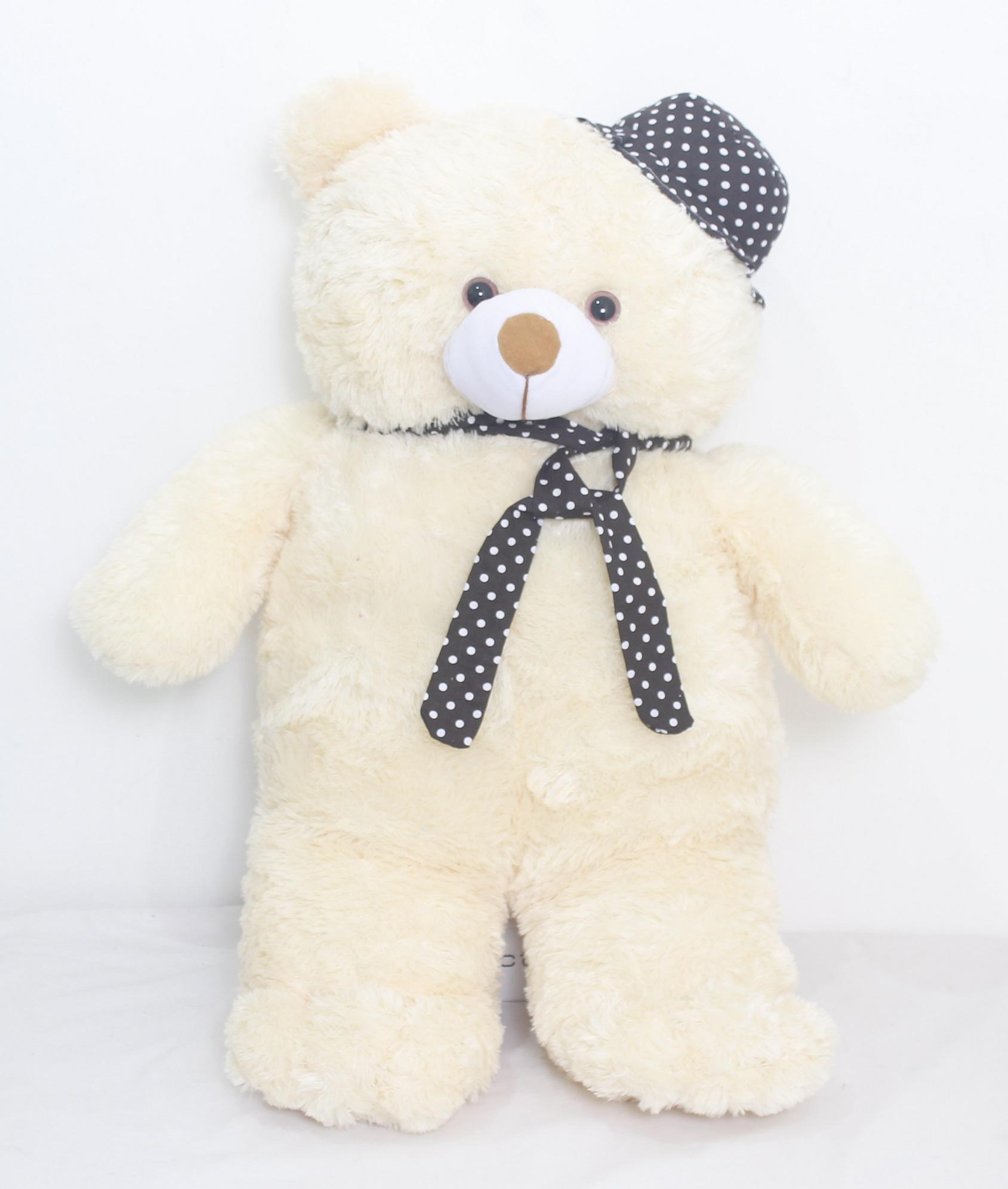 Boneka Teddy Bear Besar Boneka Beruang Cream Topi D167