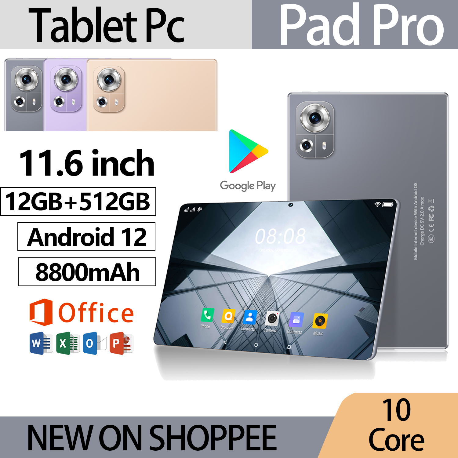 【Buy 1 Get 1 Free】Huawei Cheap Android Tablet 11.6 Inch Screen Ram 12+512 Gb Rom Mtk 6799 Fhd+ 8800Mah Tablet Harga 848,400 rupiah*Gratis Ongkir